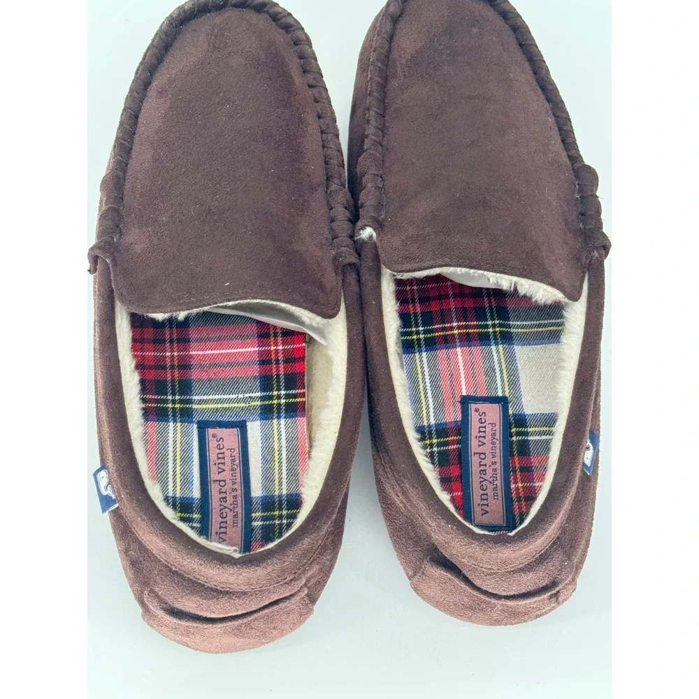 Vineyard Vines Moccasin Slippers Mens 13M  Brown Suede Leather Loafers